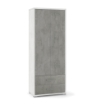 ARMADIO DA ARREDO IN LEGNO CON 2 ANTE E 2  CASSETTI DIMENSIONI 182X71X41 CM, COLORE OSSIDO BIANCO E CEMENTO