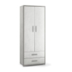 ARMADIO DA ARREDO IN LEGNO CON 2 ANTE E 2  CASSETTI DIMENSIONI 182X71X41 CM, COLORE CEMENTO E BIANCO