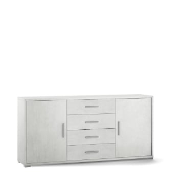 MOBILE DA ARREDO IN LEGNO CON 2 ANTE, 4 CASSETTI DIMENSIONI 84X174X41 CM , COLORE  OSSIDO BIANCO