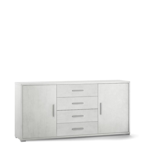 MOBILE DA ARREDO IN LEGNO CON 2 ANTE, 4 CASSETTI DIMENSIONI 84X174X41 CM , COLORE  OSSIDO BIANCO