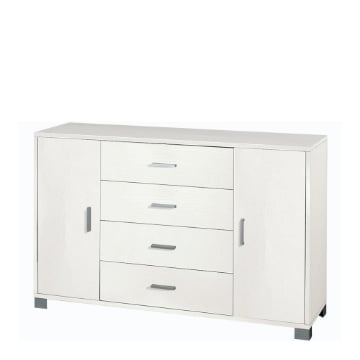 MOBILE DA ARREDO IN LEGNO CON 2 ANTE, 4 CASSETTI DIMENSIONI 86X136X41 , COLORE BIANCO