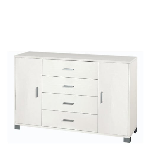 MOBILE DA ARREDO IN LEGNO CON 2 ANTE, 4 CASSETTI DIMENSIONI 86X136X41 , COLORE BIANCO