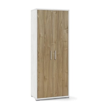 ARMADIO DA ARREDO CON PIEDINI IN LEGNO CON 2 ANTE DIMENSIONI 182X71X41 CM, COLORE OSSIDO BIANCO E NOCE