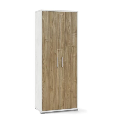 ARMADIO DA ARREDO CON PIEDINI IN LEGNO CON 2 ANTE DIMENSIONI 182X71X41 CM, COLORE OSSIDO BIANCO E NOCE