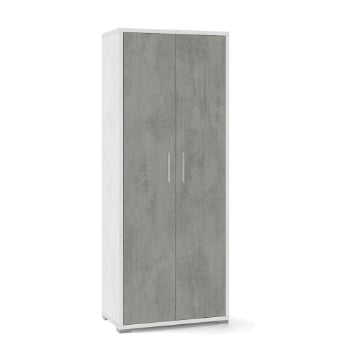 ARMADIO DA ARREDO CON PIEDINI IN LEGNO CON 2 ANTE DIMENSIONI 182X71X41 CM, COLORE OSSIDO BIANCO E CEMENTO