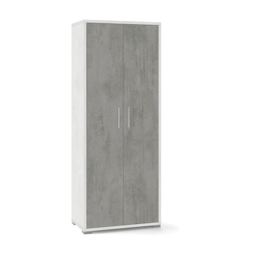 ARMADIO DA ARREDO CON PIEDINI IN LEGNO CON 2 ANTE DIMENSIONI 182X71X41 CM, COLORE OSSIDO BIANCO E CEMENTO