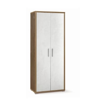 ARMADIO DA ARREDO CON PIEDINI IN LEGNO CON 2 ANTE DIMENSIONI 182X71X41 CM, COLORE NOCE E OSSIDO BIANCO