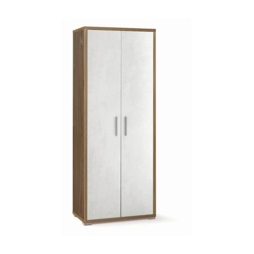 ARMADIO DA ARREDO CON PIEDINI IN LEGNO CON 2 ANTE DIMENSIONI 182X71X41 CM, COLORE NOCE E OSSIDO BIANCO