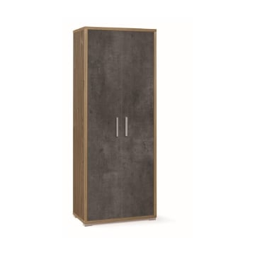 ARMADIO DA ARREDO CON PIEDINI IN LEGNO CON 2 ANTE DIMENSIONI 182X71X41 CM, COLORE NOCE E OSSIDO NERO