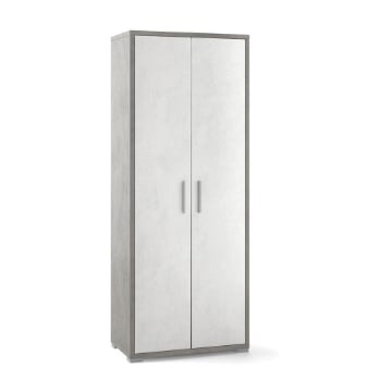 ARMADIO DA ARREDO CON PIEDINI IN LEGNO CON 2 ANTE DIMENSIONI 182X71X41 CM, COLORE CEMENTO E OSSIDO BIANCO