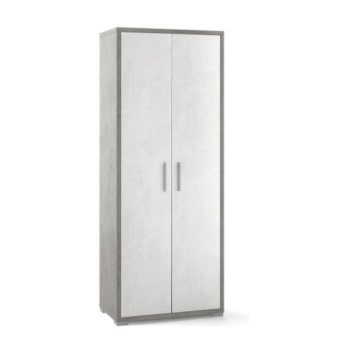 ARMADIO DA ARREDO CON PIEDINI IN LEGNO CON 2 ANTE DIMENSIONI 182X71X41 CM, COLORE CEMENTO E OSSIDO BIANCO