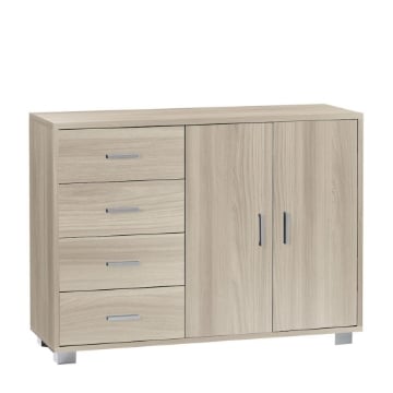 MOBILE DA ARREDO IN LEGNO CON 2 ANTE, 4 CASSETTI DIMENSIONI 86X116X41 CM , COLORE OLMO CHIARO 