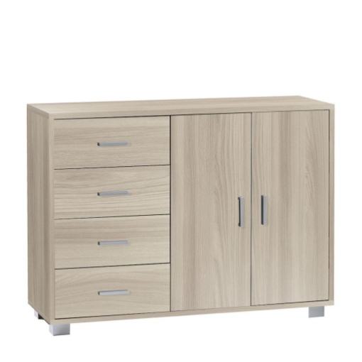 MOBILE DA ARREDO IN LEGNO CON 2 ANTE, 4 CASSETTI DIMENSIONI 86X116X41 CM , COLORE OLMO CHIARO 