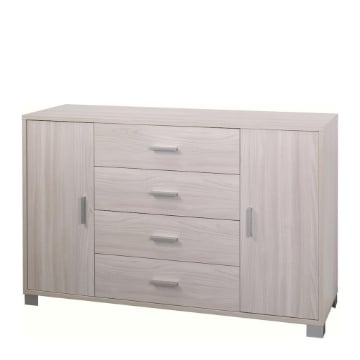 MOBILE DA ARREDO IN LEGNO CON 2 ANTE, 4 CASSETTI DIMENSIONI 86X136X41 , COLORE OLMO CHIARO