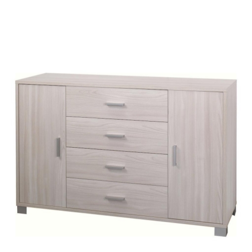 MOBILE DA ARREDO IN LEGNO CON 2 ANTE, 4 CASSETTI DIMENSIONI 86X136X41 , COLORE OLMO CHIARO