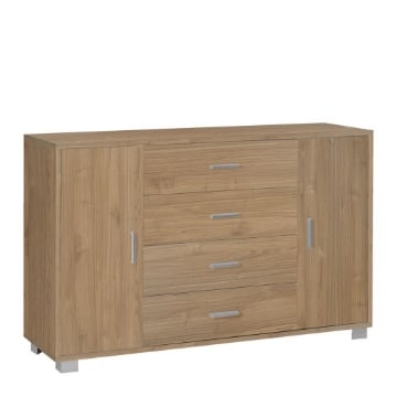 MOBILE DA ARREDO IN LEGNO CON 2 ANTE, 4 CASSETTI DIMENSIONI 86X136X41 , COLORE NOCE