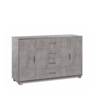 MOBILE DA ARREDO IN LEGNO CON 2 ANTE, 4 CASSETTI DIMENSIONI 86X136X41 , COLORE CEMENTO