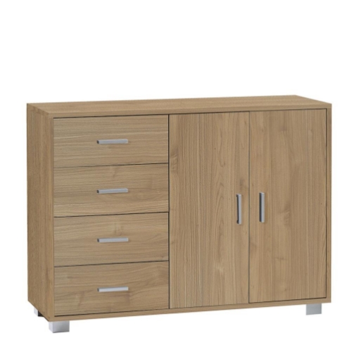 MOBILE DA ARREDO IN LEGNO CON 2 ANTE, 4 CASSETTI DIMENSIONI 86X116X41 CM , COLORE NOCE