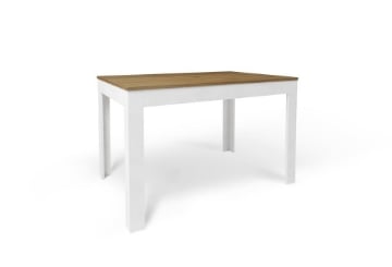 TAVOLO DA PRANZO ALLUNGABILE IN LEGNO DIMENSIONI 75X80X120/170 CM, COLORE NOCE E OSSIDO BIANCO