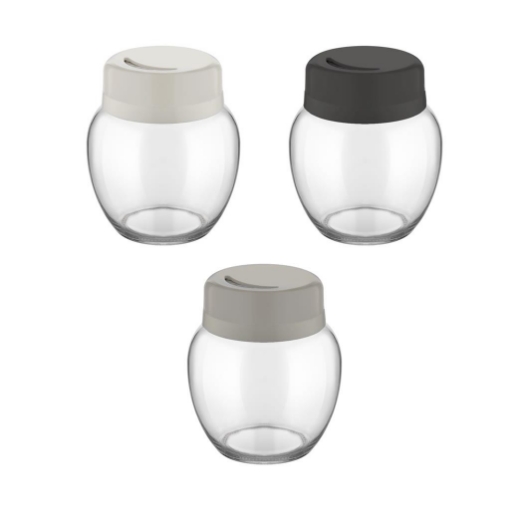 MA MAISON CONTENITORE SPEZIE IN VETRO DIAM.7.5X9H, COLORE TAPPO ASSORTITO