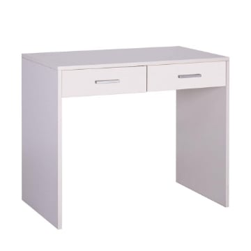 SCRIVANIA RETTANGOLARE MODERNA PER CAMERA CON 2 CASSETTI DIMENSIONI 76X91X55 CM, COLORE BIANCO