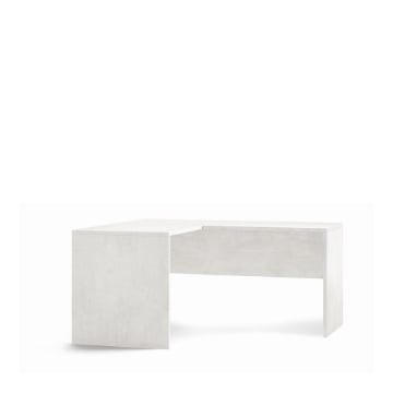 SCRIVANIA ANGOLARE SINISTRO MODERNA PER CAMERA DIMENSIONI 76X160X150 CM, COLORE OSSIDO BIANCO