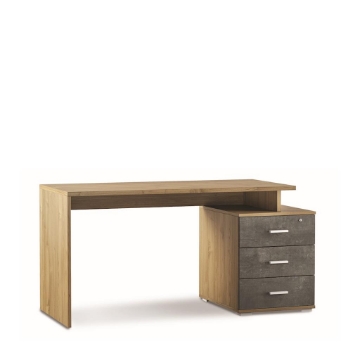 SCRIVANIA RETTANGOLARE MODERNA PER CAMERA CON CASSETTIERA DIMENSIONI 76X154X55 CM, COLORE NOCE