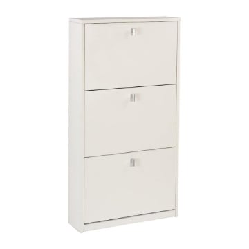 SCARPIERA SALVASPAZIO IN LEGNO CON 3 ANTE A RIBALTA 117X63X18 CM COLORE  BIANCO