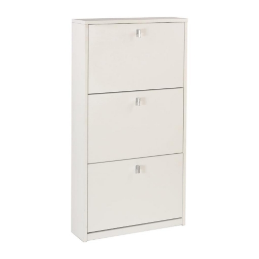 SCARPIERA SALVASPAZIO IN LEGNO CON 3 ANTE A RIBALTA 117X63X18 CM COLORE  BIANCO
