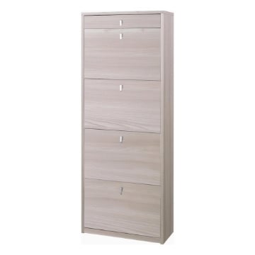 SCARPIERA SALVASPAZIO IN LEGNO CON 4 ANTE A RIBALTA E 1 CASSETTO164X63X29 CM COLORE OLMO CHIARO