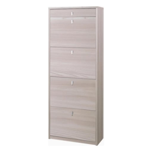 SCARPIERA SALVASPAZIO IN LEGNO CON 4 ANTE A RIBALTA E 1 CASSETTO164X63X29 CM COLORE OLMO CHIARO