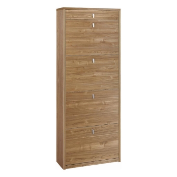 SCARPIERA SALVASPAZIO IN LEGNO CON 4 ANTE A RIBALTA E 1 CASSETTO164X63X29 CM COLORE NOCE