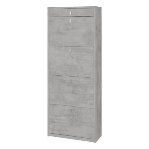 SCARPIERA SALVASPAZIO IN LEGNO CON 4 ANTE A RIBALTA E 1 CASSETTO164X63X29 CM COLORE CEMENTO