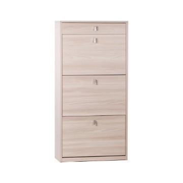 SCARPIERA SALVASPAZIO IN LEGNO CON 3 ANTE A RIBALTA  E 1 CASSETTO 127X63X29 CM COLORE OLMO CHIARO