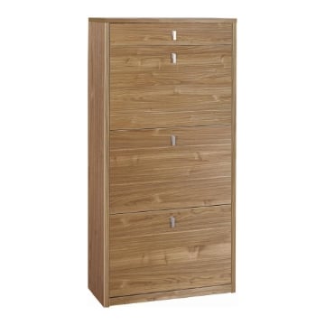 SCARPIERA SALVASPAZIO IN LEGNO CON 3 ANTE A RIBALTA  E 1 CASSETTO 127X63X29 CM COLORE NOCE