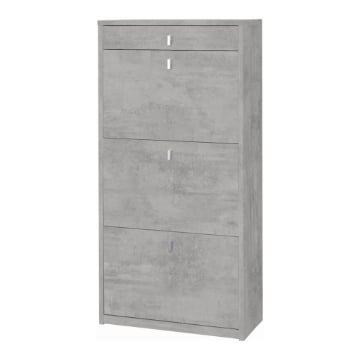 SCARPIERA SALVASPAZIO IN LEGNO CON 3 ANTE A RIBALTA  E 1 CASSETTO 127X63X29 CM COLORE CEMENTO