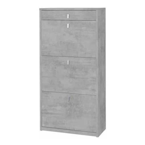 SCARPIERA SALVASPAZIO IN LEGNO CON 3 ANTE A RIBALTA  E 1 CASSETTO 127X63X29 CM COLORE CEMENTO