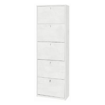 SCARPIERA SALVASPAZIO IN LEGNO CON 5 ANTE A RIBALTA 190X63X29 CM COLORE OSSIDO BIANCO