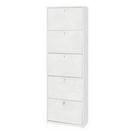 SCARPIERA SALVASPAZIO IN LEGNO CON 5 ANTE A RIBALTA 190X63X29 CM COLORE OSSIDO BIANCO