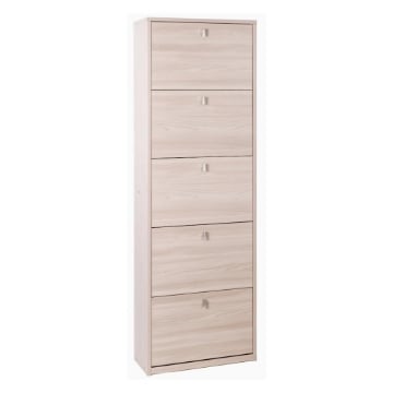 SCARPIERA SALVASPAZIO IN LEGNO CON 5 ANTE A RIBALTA 190X63X29 CM COLORE OLMO CHIARO