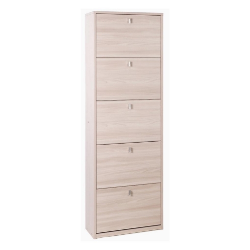 SCARPIERA SALVASPAZIO IN LEGNO CON 5 ANTE A RIBALTA 190X63X29 CM COLORE OLMO CHIARO
