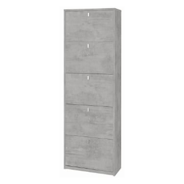 SCARPIERA SALVASPAZIO IN LEGNO CON 5 ANTE A RIBALTA 190X63X29 CM COLORE CEMENTO