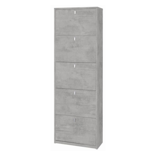 SCARPIERA SALVASPAZIO IN LEGNO CON 5 ANTE A RIBALTA 190X63X29 CM COLORE CEMENTO