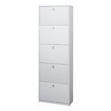 SCARPIERA SALVASPAZIO IN LEGNO CON 5 ANTE A RIBALTA 190X63X29 CM COLORE BIANCO