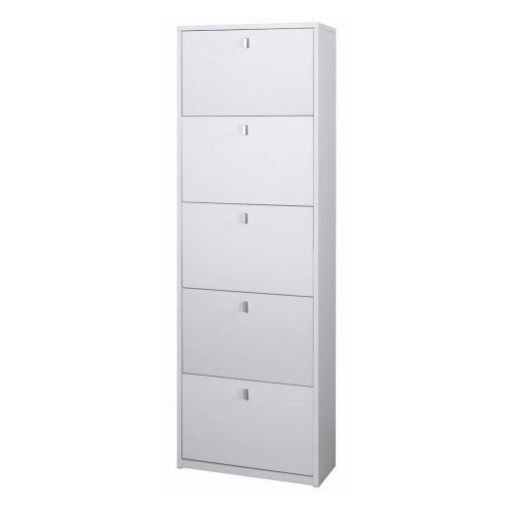 SCARPIERA SALVASPAZIO IN LEGNO CON 5 ANTE A RIBALTA 190X63X29 CM COLORE BIANCO