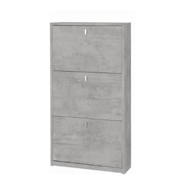 SCARPIERA SALVASPAZIO IN LEGNO CON 3 ANTE A RIBALTA 117X63X18 CM COLORE CEMENTO