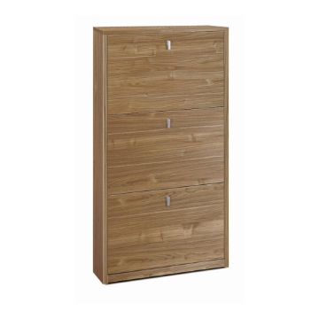 SCARPIERA SALVASPAZIO IN LEGNO CON 3 ANTE A RIBALTA 117X63X18 CM COLORE NOCE