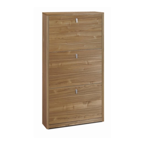 SCARPIERA SALVASPAZIO IN LEGNO CON 3 ANTE A RIBALTA 117X63X18 CM COLORE NOCE