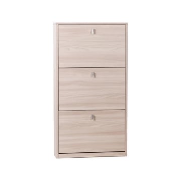 SCARPIERA SALVASPAZIO IN LEGNO CON 3 ANTE A RIBALTA 117X63X18 CM COLORE OLMO CHIARO