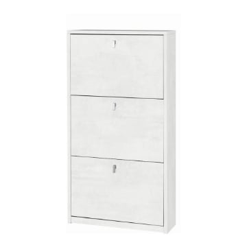 SCARPIERA SALVASPAZIO IN LEGNO CON 3 ANTE A RIBALTA 117X63X18 CM COLORE OSSIDO BIANCO